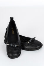 Balerini dama Lady Top, imitatie de piele, negru - imagine 14