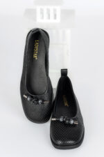 Balerini dama Lady Top, imitatie de piele, negru - imagine 15