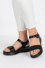 Sandale dama Lady Noir, imitatie de piele, negru - imagine 3