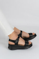 Sandale dama Lady Noir, imitatie de piele, negru - imagine 7