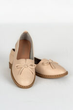 Balerini dama Lady Bow, imitatie de piele, bej - imagine 15