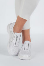 Adidasi dama Lady Conf , imitatie de piele, alb - imagine 7