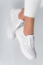 Adidasi dama Lady Conf , imitatie de piele, alb