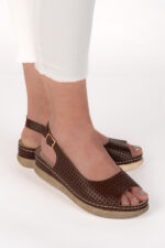 Sandale dama Lady Accent Brown , imitatie de piele, maro