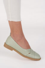 Balerini dama Lady Emerald Green, imitatie de piele, verde - imagine 2