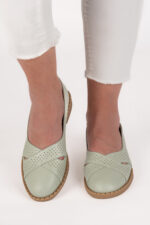 Balerini dama Lady Emerald Green, imitatie de piele, verde - imagine 4