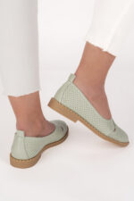 Balerini dama Lady Emerald Green, imitatie de piele, verde - imagine 5