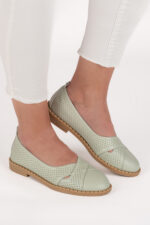 Balerini dama Lady Emerald Green, imitatie de piele, verde - imagine 6