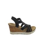 Sandale dama Rieker, 40, material textil, negru