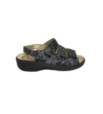 Sandale dama 42, piele intoarsa, negru gri