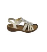 Sandale dama Rieke 38 , imitatie de piele, material textil, alb