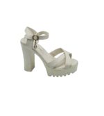 Sandale dama 35, imitatie de piele, alb