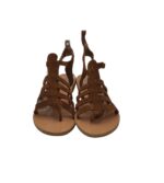 Sandale dama 40, piele intoarsa, maro - imagine 4