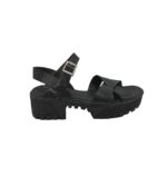 Sandale dama 40, imitatie de piele, negru