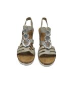 Sandale dama 41, imitatie de piele, material textil, gri - imagine 4