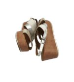 Sandale dama 38, imitatie de piele, alb gri - imagine 4