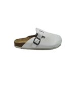 Saboti dama 38, imitatie de piele, piele, alb