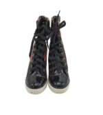 Botine dama 36, imitatie de piele, material textil, negru multicolor - imagine 3