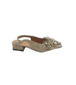 Sandale dama  39, material textil, crem