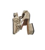 Sandale dama  39, material textil, crem - imagine 4