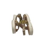 Sandale copii Geox, 30, material textil, piele, auriu - imagine 4