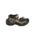 Sandale dama Ecco, 37, material textil, piele, negru bej