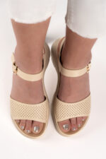 Sandale dama Lady Cloud Step , imitatie de piele,  bej - imagine 4