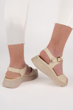 Sandale dama Lady Cloud Step , imitatie de piele,  bej - imagine 5