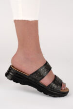 Saboti dama Lady Negro , imitatie de piele, negru - imagine 2