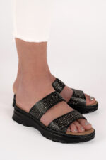 Saboti dama Lady Negro , imitatie de piele, negru