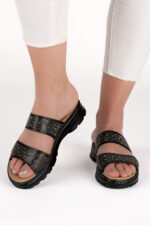 Saboti dama Lady Negro , imitatie de piele, negru - imagine 7