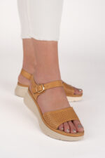 Sandale dama Lady Cloud Step , imitatie de piele, crem - imagine 3