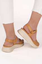 Sandale dama Lady Cloud Step , imitatie de piele, crem - imagine 5