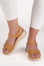 Sandale dama Lady Cloud Step , imitatie de piele, crem - imagine 6