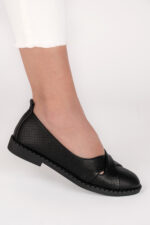 Balerini dama Lady Emerald , imitatie de piele, negru