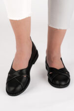 Balerini dama Lady Emerald , imitatie de piele, negru - imagine 3