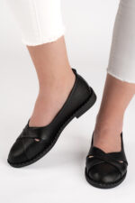 Balerini dama Lady Emerald , imitatie de piele, negru - imagine 2