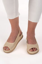 Sandale dama Lady Accent Brown , imitatie de piele, bej - imagine 4