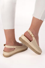 Sandale dama Lady Accent Brown , imitatie de piele, bej - imagine 5