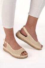 Sandale dama Lady Accent Brown , imitatie de piele, bej - imagine 6