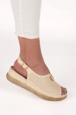 Sandale dama Lady Lumia , imitatie de piele, bej
