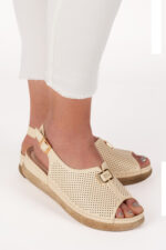 Sandale dama Lady Lumia , imitatie de piele, bej - imagine 3