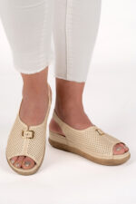 Sandale dama Lady Lumia , imitatie de piele, bej - imagine 6