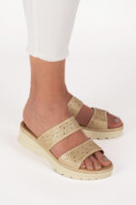 Saboti dama Lady Appry , imitatie de piele, crem - imagine 3