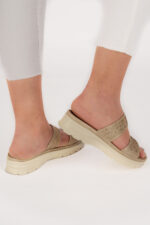 Saboti dama Lady Appry , imitatie de piele, crem - imagine 5