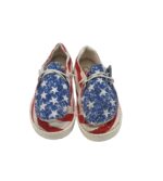 Mocasini copii Dude, 31, material textil, alb albastru rosu - imagine 3