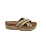 Saboti dama Catwalk, 39, imitatie de piele, material textil, bej