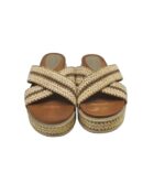 Saboti dama Catwalk, 39, imitatie de piele, material textil, bej - imagine 3