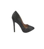 Pantofi dama Ideal Shoes, 36, material textil, negru gri