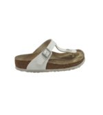 Saboti dama Birkenstock, 40, imitatie de piele, alb